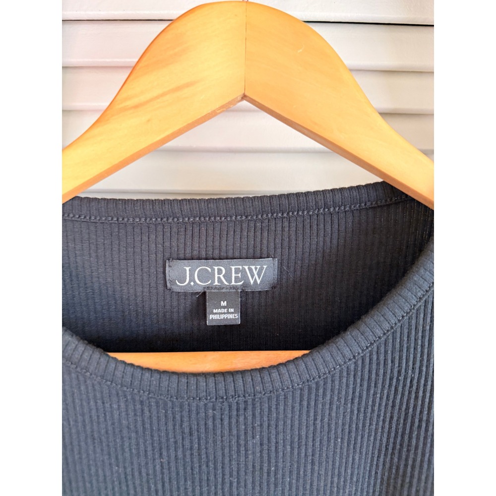 J.Crew Ruffle Sleeve Ribbed Top Medium Black - Picture 3 of 4